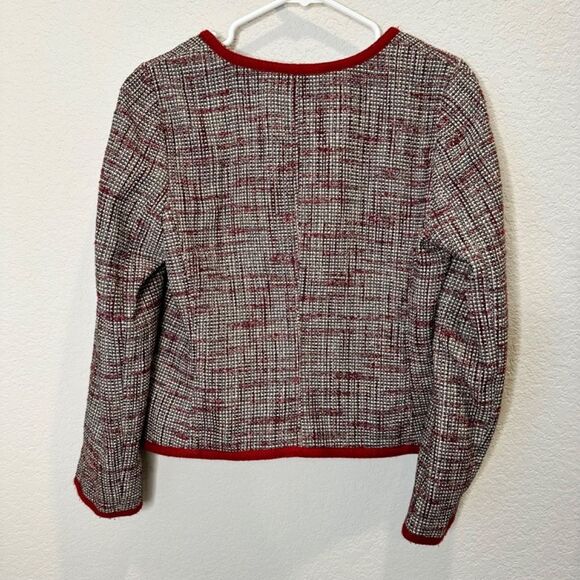 Banana Republic Black & Red Tweed Open Front Blazer Jacket - Size 10 - EUC - Picture 6 of 7